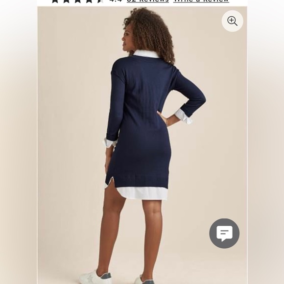 Adorable Venus v-neck layered sweater dress. Navy/white. NWOT. Large. - Picture 7 of 11